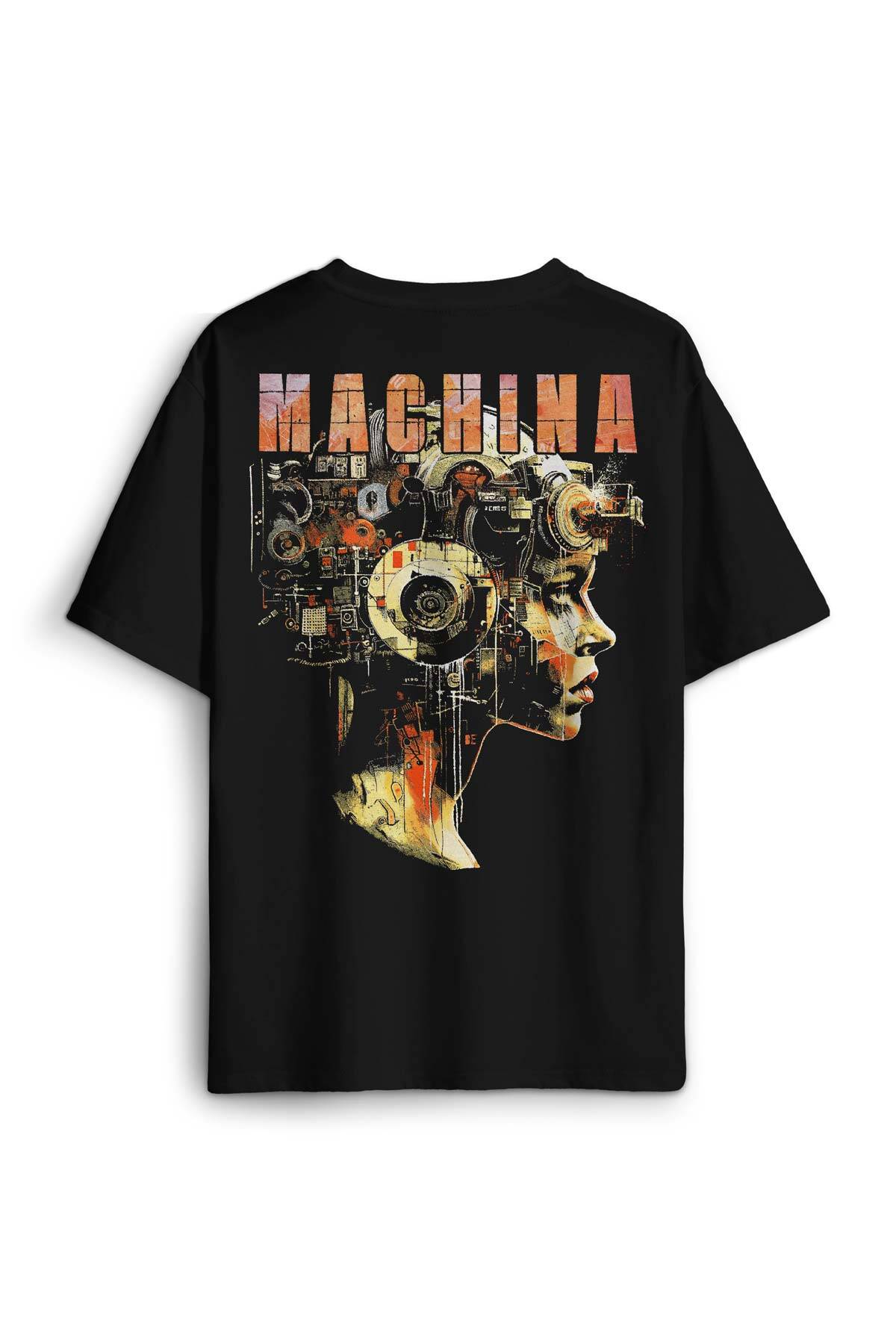 Machina Yapay Zeka Ai Computer Baskılı Oversize T-shirt Siyah Unisex Tişört - 1