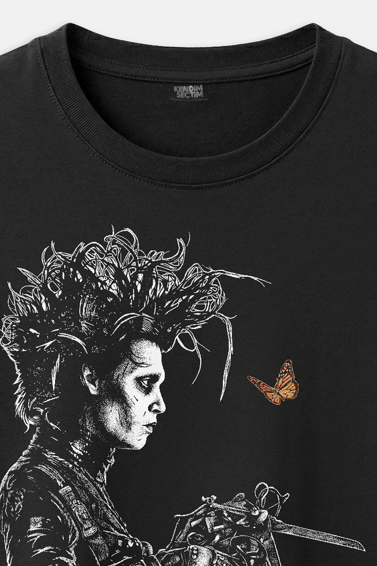 Makas Eller Edward Tim Burton Sinema Movie Jhony Deep Film Baskılı Unisex Regular Fit Siyah Tişört (1)