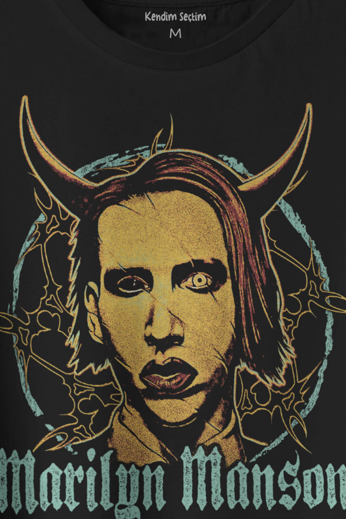 Marilyn Manson T-shirt Gothic Rock Metal Müzik Baskılı Unisex Regular Fit Siyah Tişört (1)