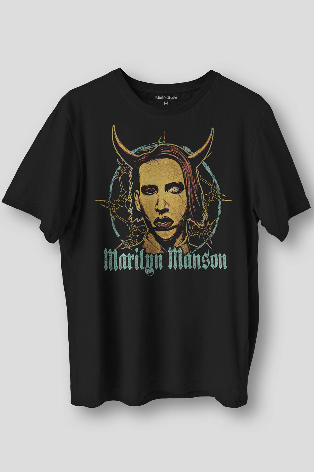 Marilyn Manson T-shirt Gothic Rock Metal Müzik Baskılı Unisex Regular Fit Siyah Tişört - 1