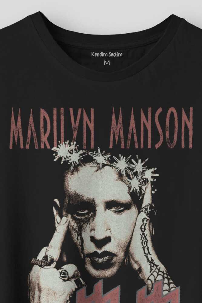 Marilyn Manson T-shirt Rock Metal Müzik Baskılı Unisex Regular Fit Siyah Tişört (1)