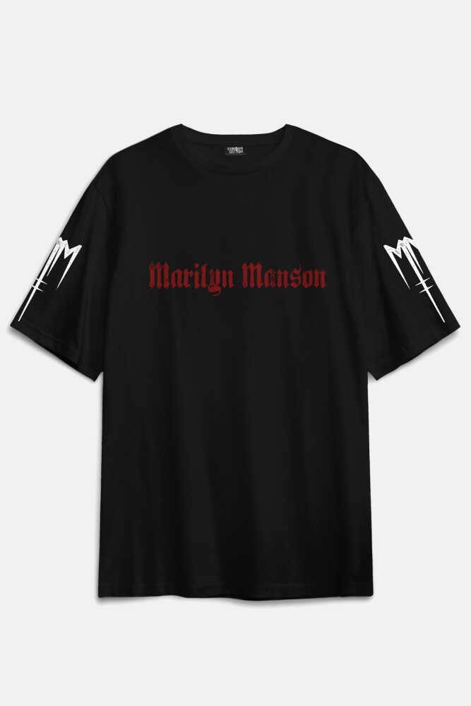 Marilyn Manson T-shirt Tour Rock Metal Müzik Baskılı Siyah Oversize Tişört - 2