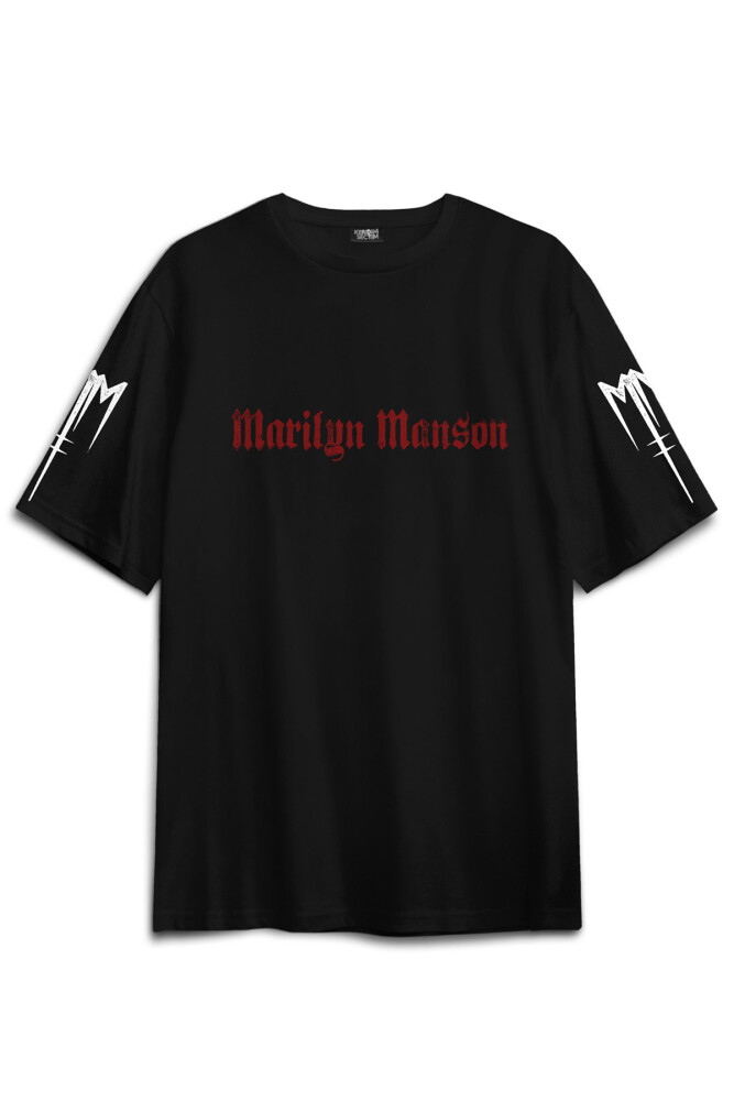 Marilyn Manson T-shirt Tour Rock Metal Müzik Baskılı Siyah Oversize Tişört - 2