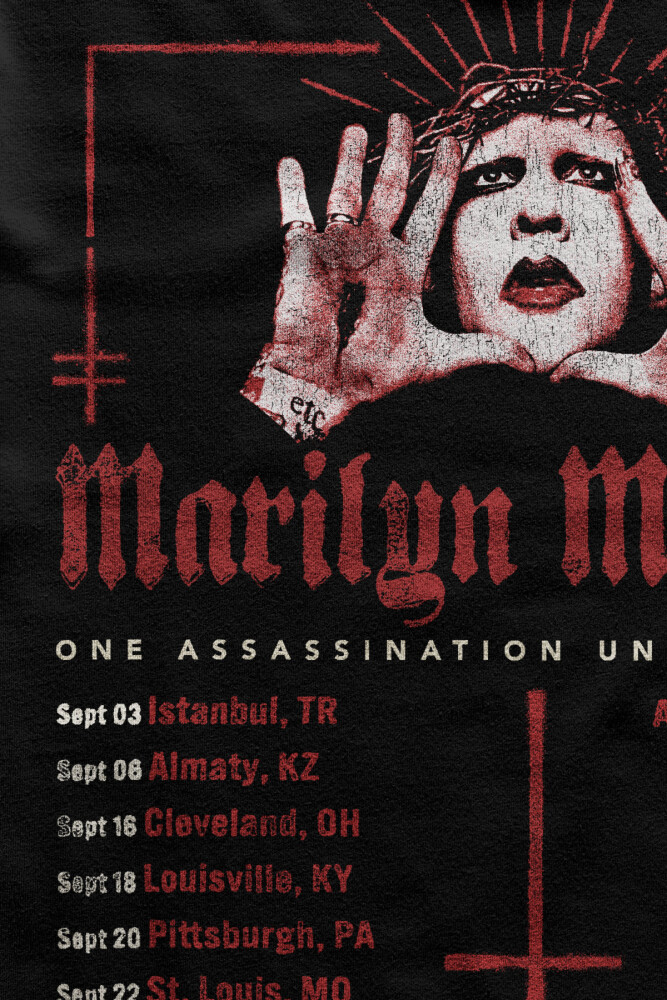 Marilyn Manson T-shirt Tour Rock Metal Müzik Baskılı Siyah Oversize Tişört - 6