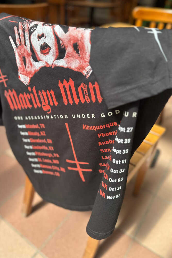 Marilyn Manson T-shirt Tour Rock Metal Müzik Baskılı Siyah Oversize Tişört - 3