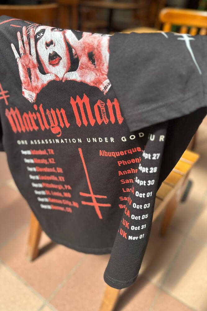 Marilyn Manson T-shirt Tour Rock Metal Müzik Baskılı Siyah Oversize Tişört - 3