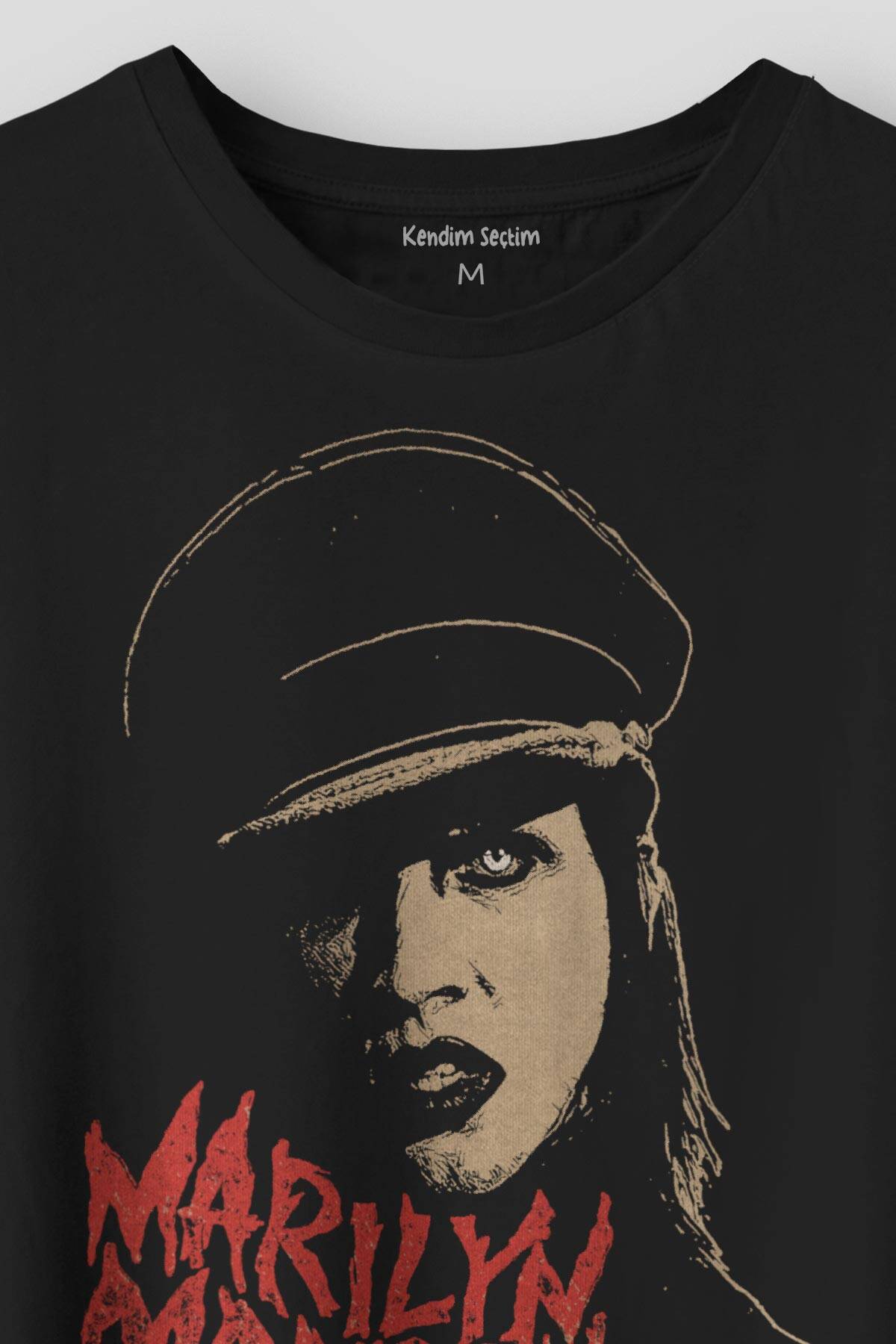 Marilyn Manson Tişört Rock Metal Müzik Baskılı Unisex Regular Fit Siyah T-shirt - 2