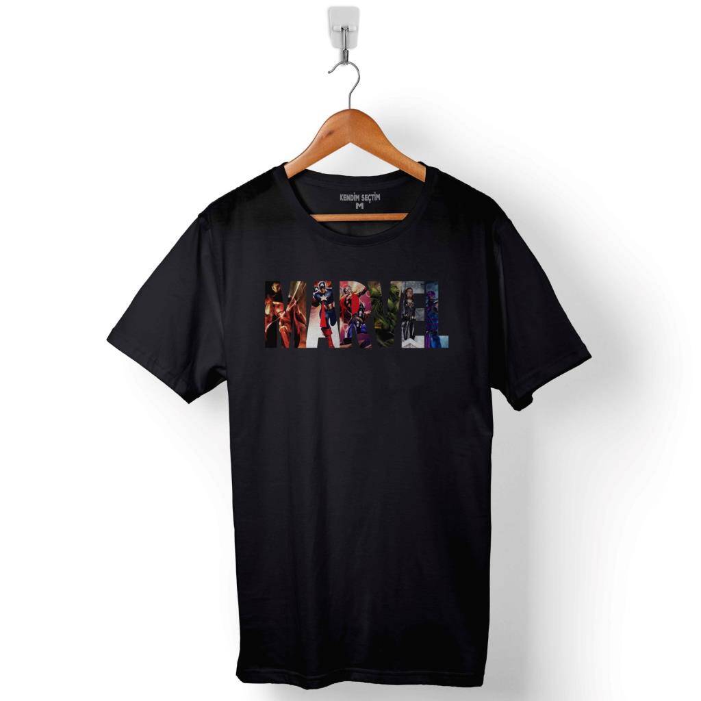 Marvel Spiderman Hulk Deadpool Iron Man Baskılı Tişört Unisex T-Shirt - 1