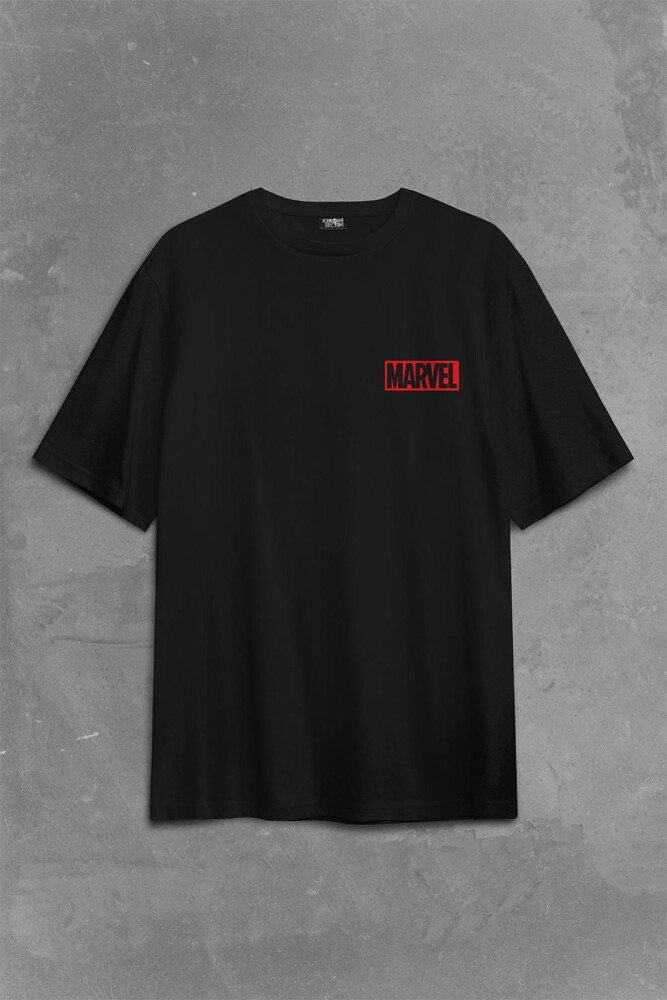 Marvel Spiderman Hulk Deadpool Iron Man Sırt Ön Baskılı Oversize Tişört Unisex T-Shirt OVR12S1888 (1)