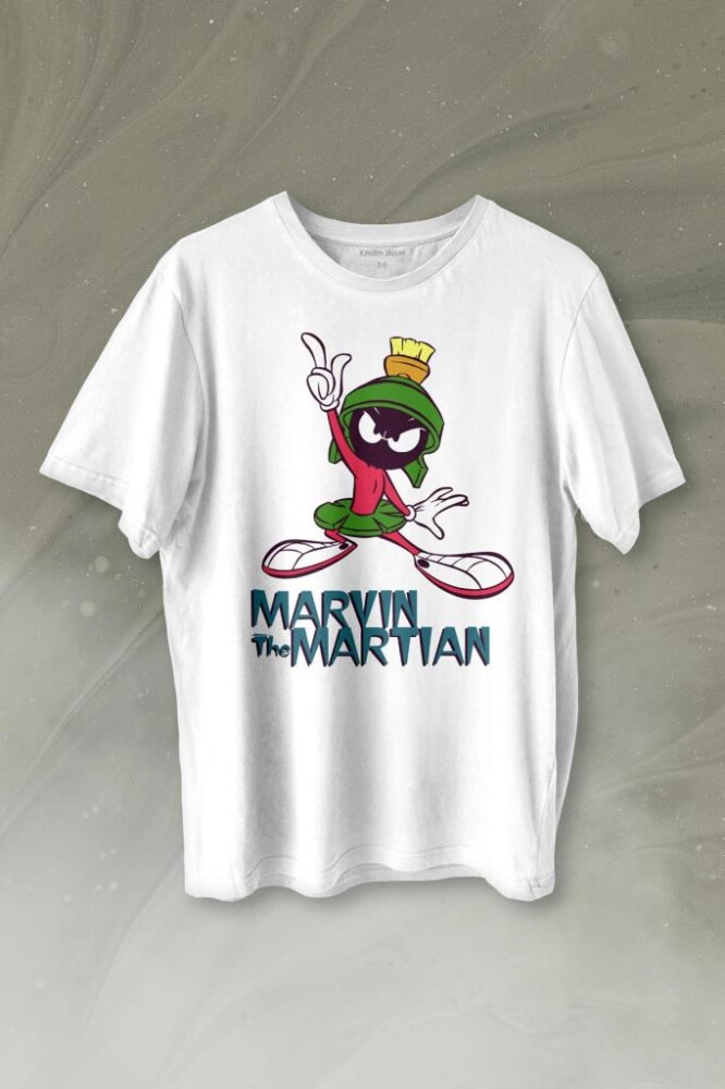 Marvin The Martian Marslı Marvin Çizgi Film Baskılı Tişört Unisex T-shirt - 1