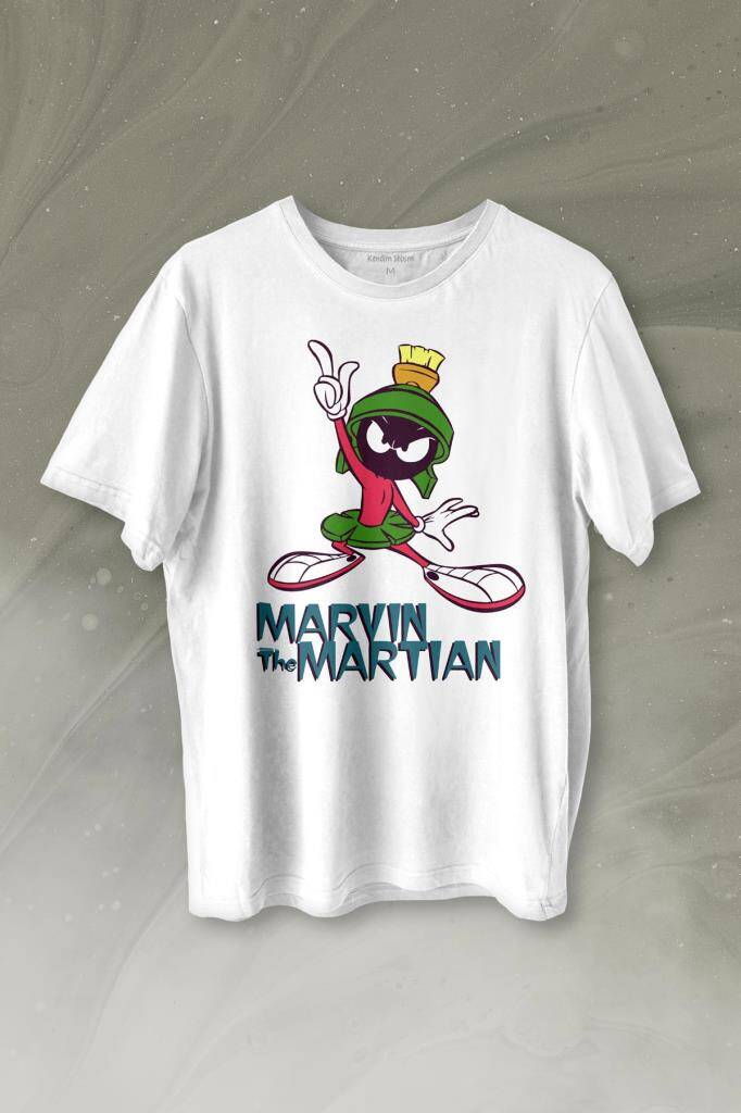 Marvin The Martian Marslı Marvin Çizgi Film Baskılı Tişört Unisex T-shirt - 1