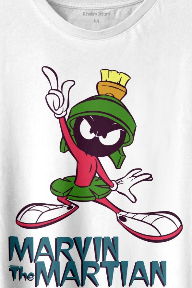 Marvin The Martian Marslı Marvin Çizgi Film Baskılı Tişört Unisex T-shirt - 2