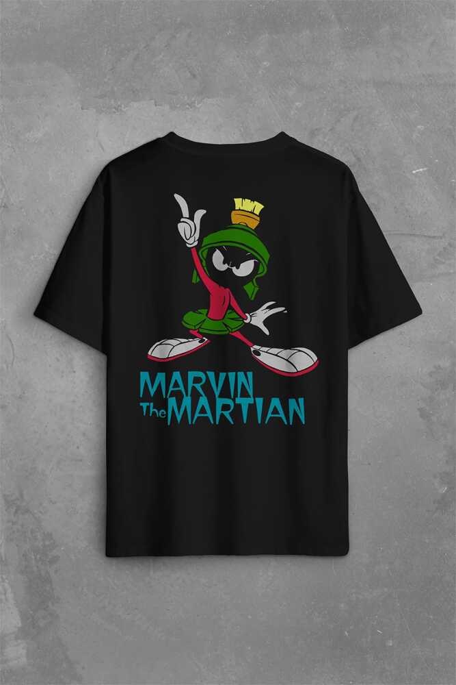 Marvin The Martian Marslı Marvin Çizgi Film Sırt Ön Baskılı Oversize Tişört Unisex T-Shirt