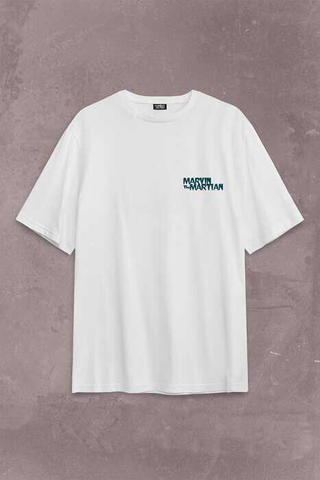 Marvin The Martian Marslı Marvin Çizgi Film Sırt Ön Baskılı Oversize Tişört Unisex T-Shirt - 2