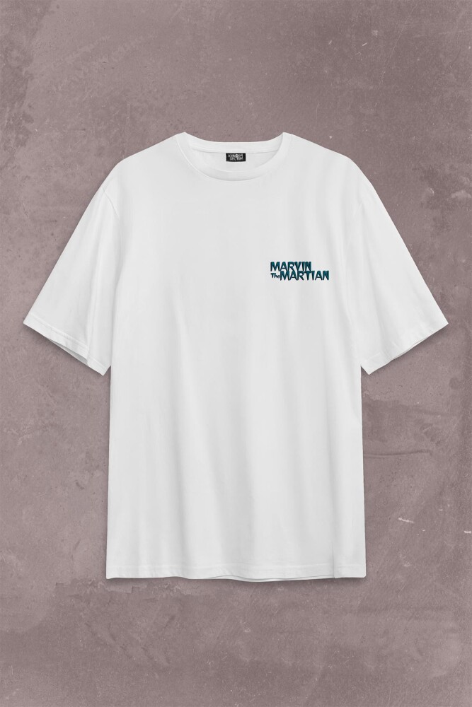 Marvin The Martian Marslı Marvin Çizgi Film Sırt Ön Baskılı Oversize Tişört Unisex T-Shirt - 2