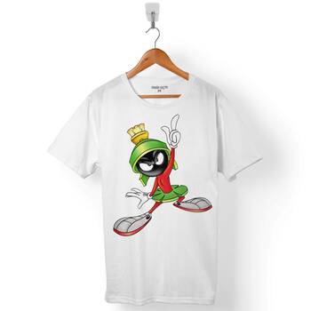MARVIN THE MARTIAN MARSLI MARVİN LOGO 2 ERKEK TİŞÖRT - 1