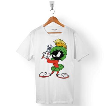 MARVIN THE MARTIAN MARSLI MARVİN LOGO ERKEK TİŞÖRT - 1
