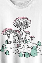 Mashroom Forrest Mantar Orman Outdoor Retro Baskılı Tişört Unisex T-shirt - 2