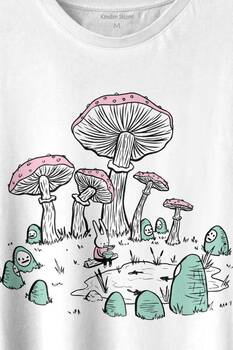 Mashroom Forrest Mantar Orman Outdoor Retro Baskılı Tişört Unisex T-shirt - 2