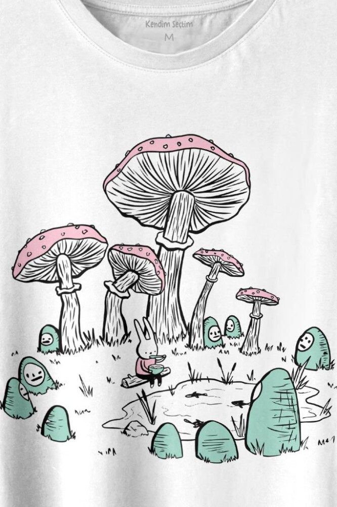 Mashroom Forrest Mantar Orman Outdoor Retro Baskılı Tişört Unisex T-shirt - 2