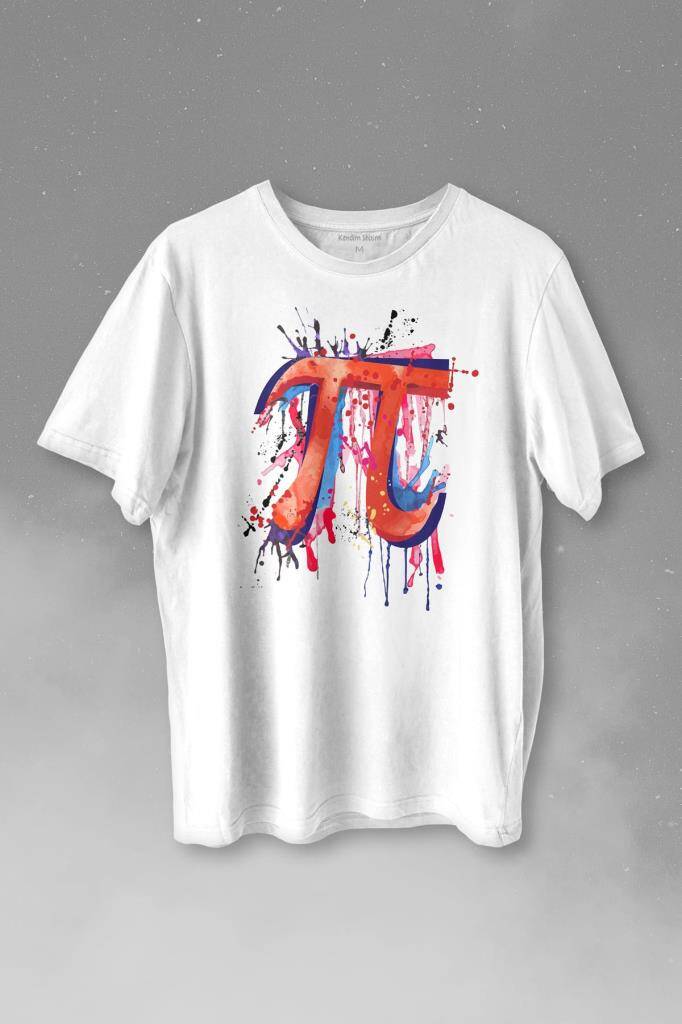 Matematik Sembölü Pi Sayısı 3,14 14 Mart Günü Baskılı Tişört Unisex T-shirt - 1
