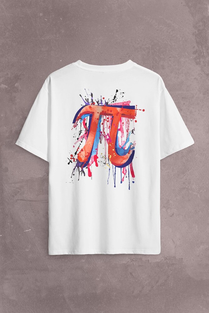 Matematik Sembölü Pi Sayısı 3,14 14 Mart Günü Sırt Ön Baskılı Oversize Tişört Unisex T-Shirt - KENDİM SEÇTİM