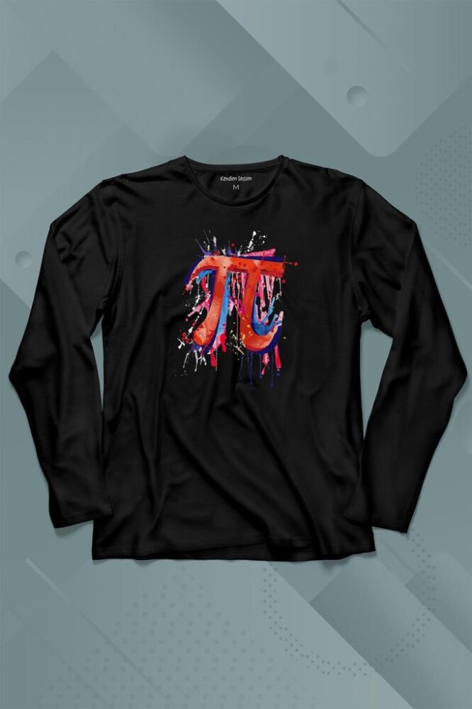 Matematik Sembölü Pi Sayısı 3,14 14 Mart Günü Uzun Kollu Tişört Baskılı T-Shirt - KENDİM SEÇTİM