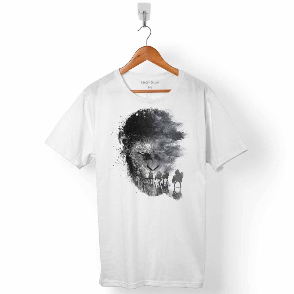 MAYMUNLAR CEHENNEMİ CAESAR EVRİM EVOLUTION MAYMUN WAR PLANET APES ŞEMPANZE ERKEK TİŞÖRT - 1