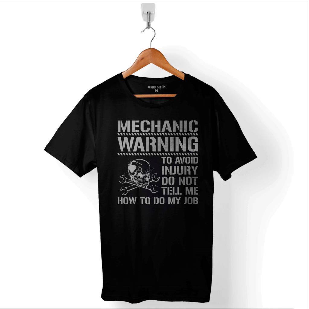 Mechanic Warning Avoıd Dikkat Yaklaşma Kavga Baskılı Tişört Unisex T-Shirt - 1
