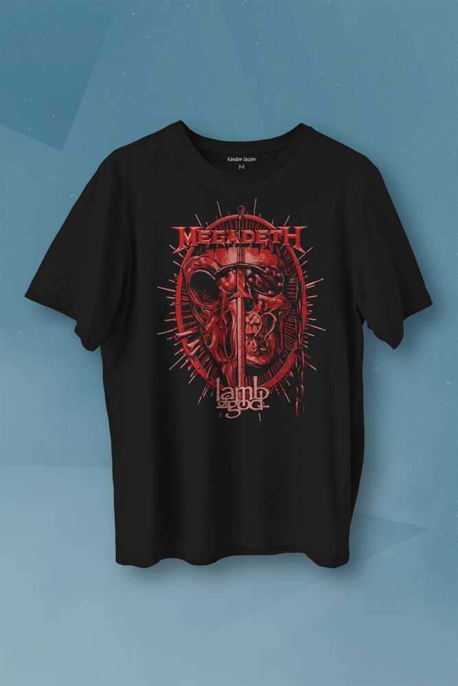 Megadeth Lamb Of God Baskılı Tişört Unisex T-shirt - 1