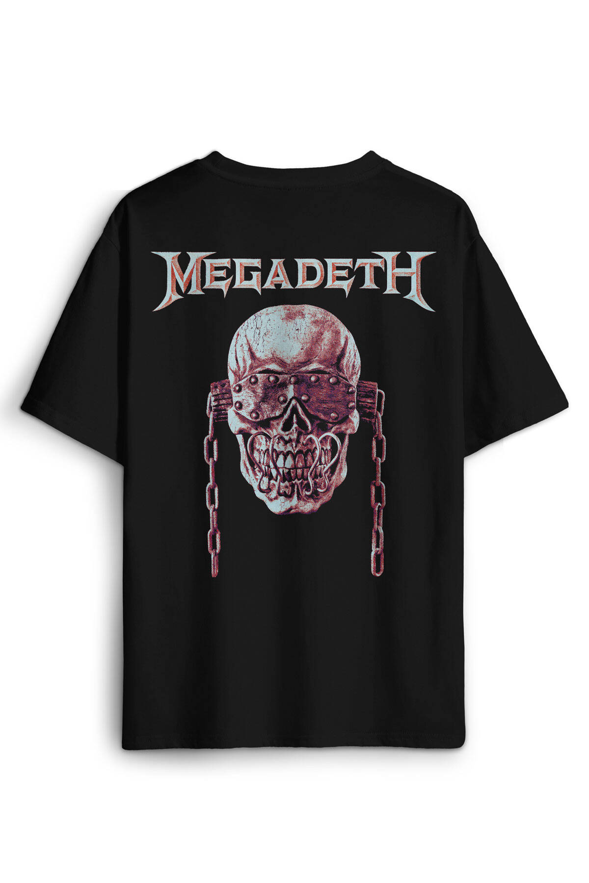 Megadeth Siyah Oversize Tişört Guitar Gitar Heavy Metal Skull Vic Baskılı Unisex T-shirt