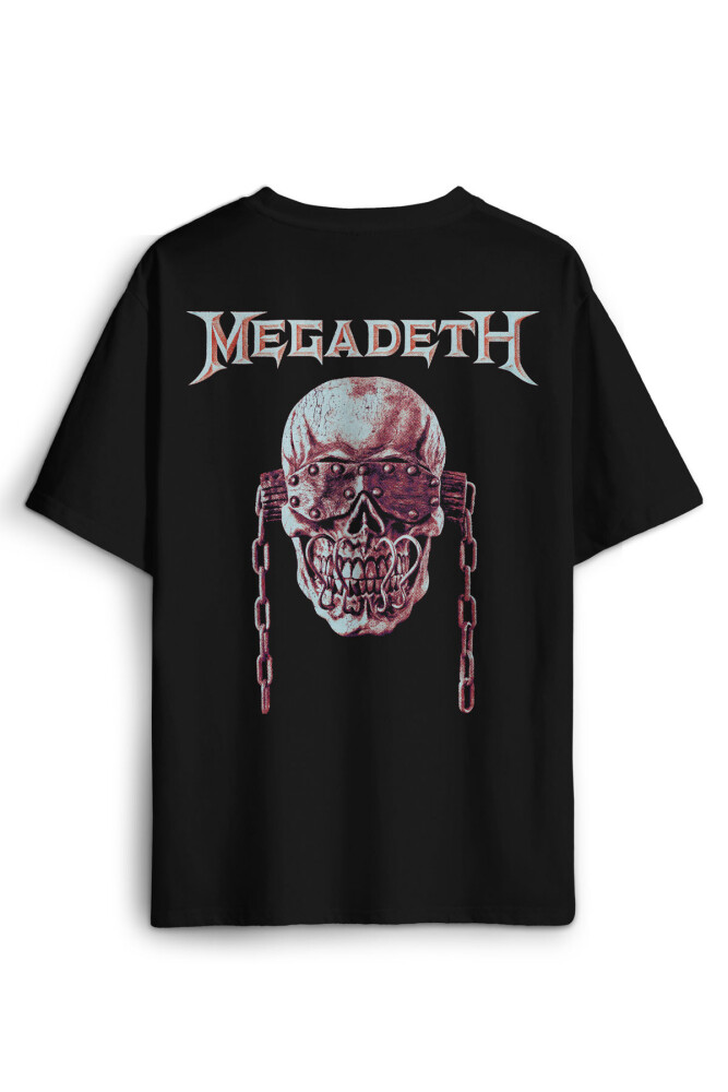 Megadeth Siyah Oversize Tişört Guitar Gitar Heavy Metal Skull Vic Baskılı Unisex T-shirt - 1