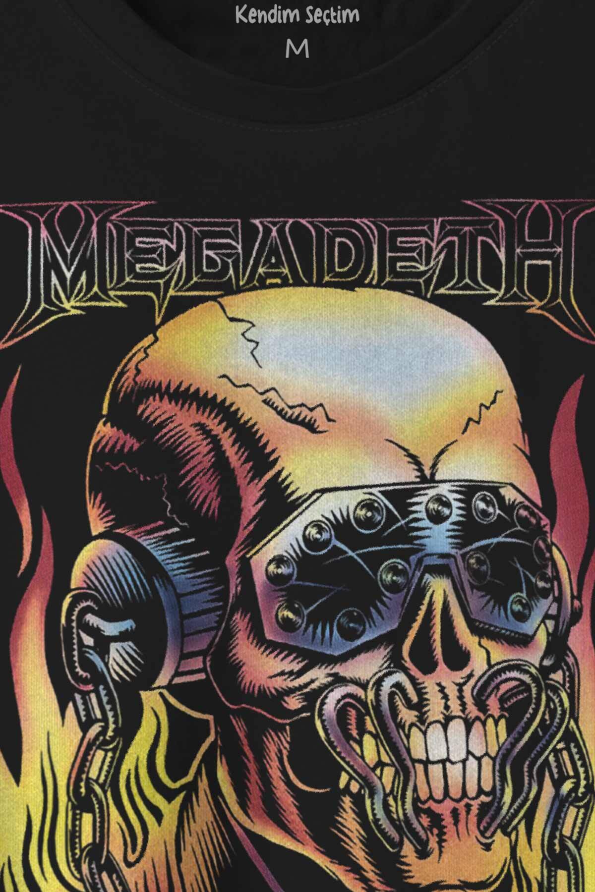 Megadeth Skull Rengareng Lamb Of God Baskılı Tişört Unisex T-shirt (1)