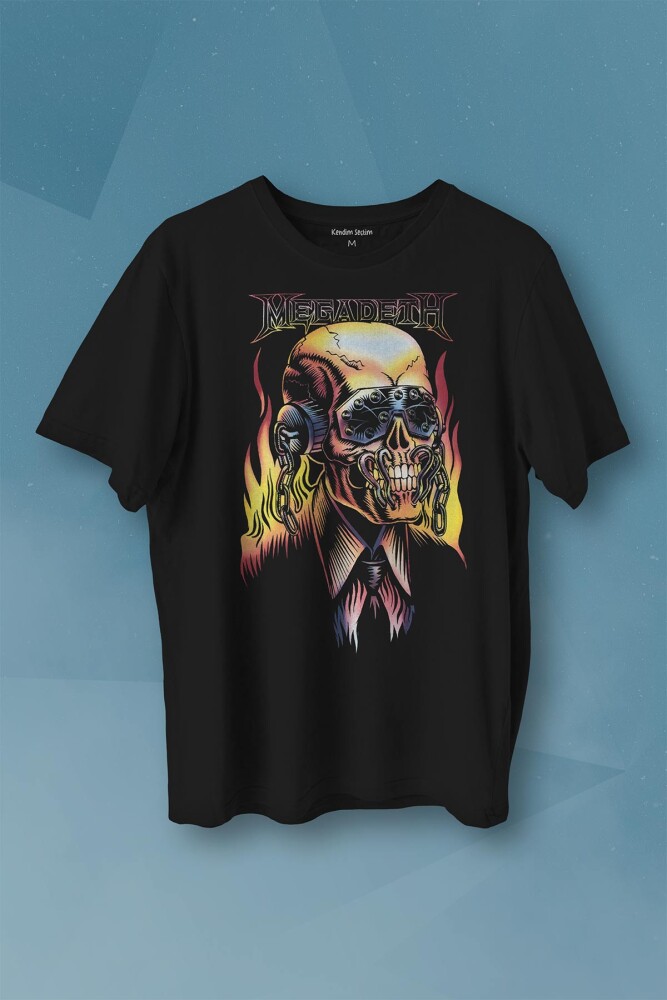Megadeth Skull Rengareng Lamb Of God Baskılı Tişört Unisex T-shirt - 1