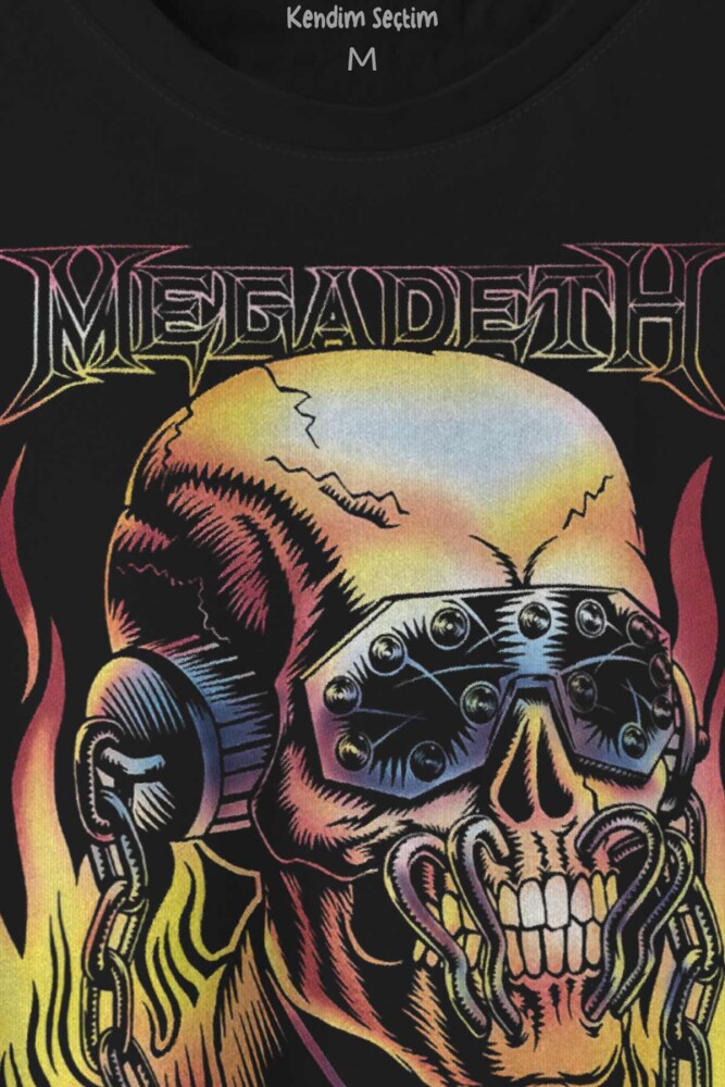 Megadeth Skull Rengareng Lamb Of God Baskılı Tişört Unisex T-shirt - 2