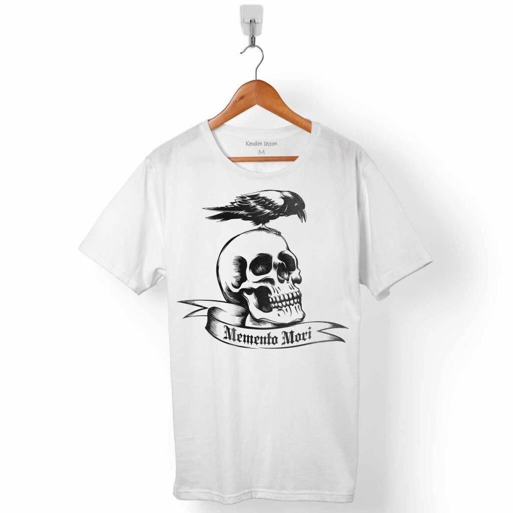 MEMENTO MORI SKULL CROW SKELETON KURU KAFA ERKEK TİŞÖRT - 1