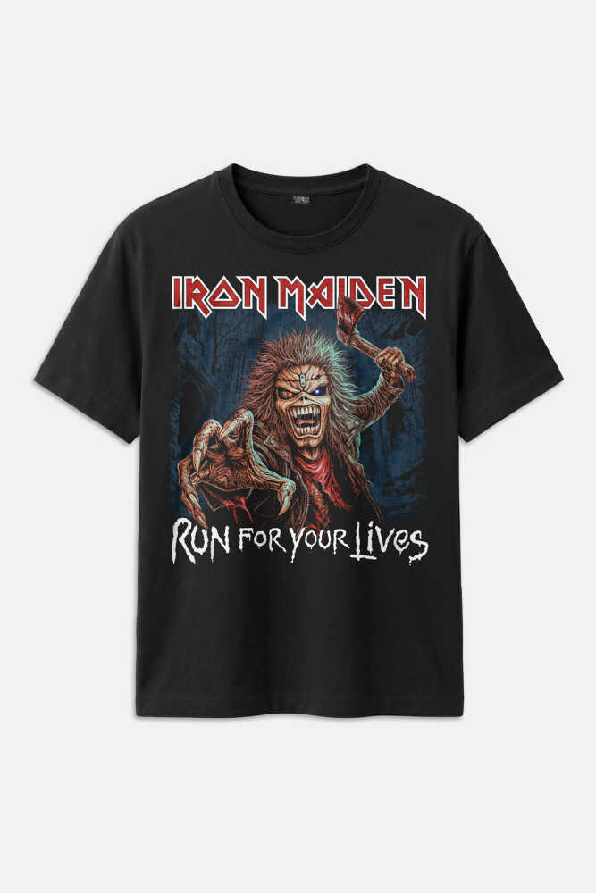 Metal Music Iron Maiden Guitar Gitar Skull Siyah Regular Fit Tişört