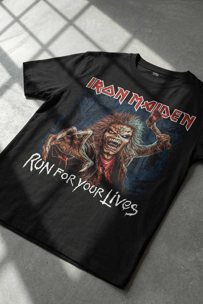 Metal Music Iron Maiden Guitar Gitar Skull Siyah Regular Fit Tişört (1)