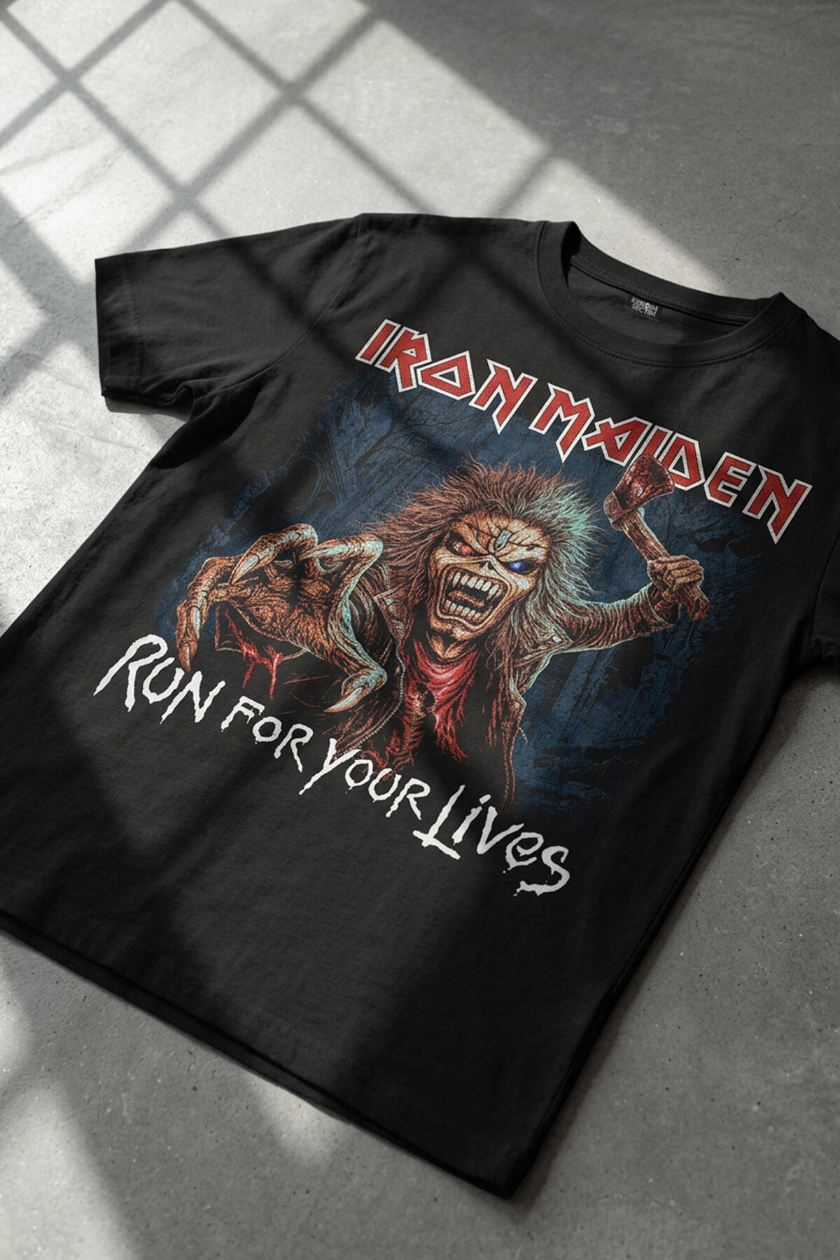 Metal Music Iron Maiden Guitar Gitar Skull Siyah Regular Fit Tişört - 2