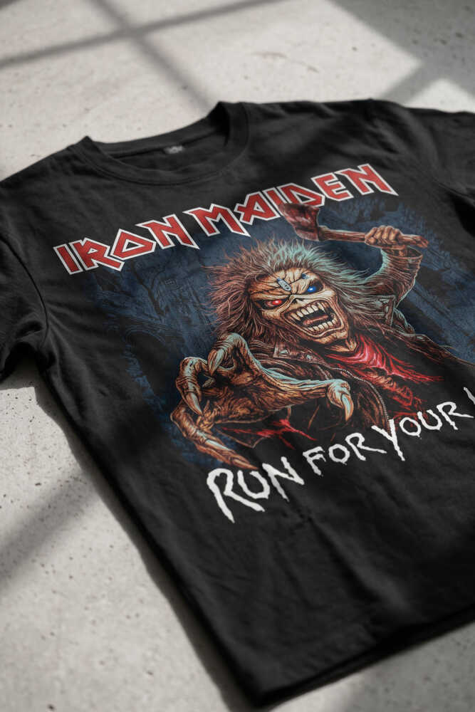 Metal Music Iron Maiden Guitar Gitar Skull Siyah Regular Fit Tişört - 3