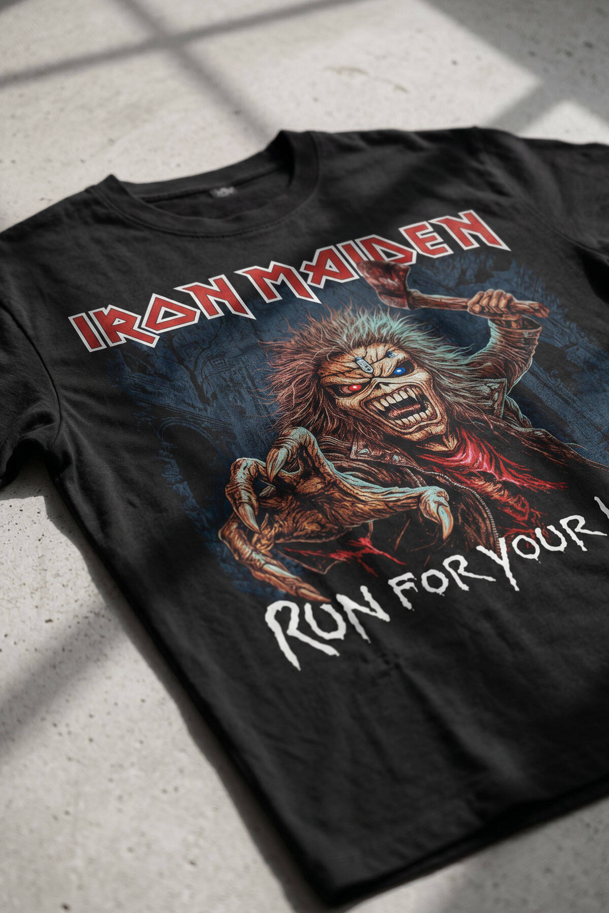 Metal Music Iron Maiden Guitar Gitar Skull Siyah Regular Fit Tişört - 3