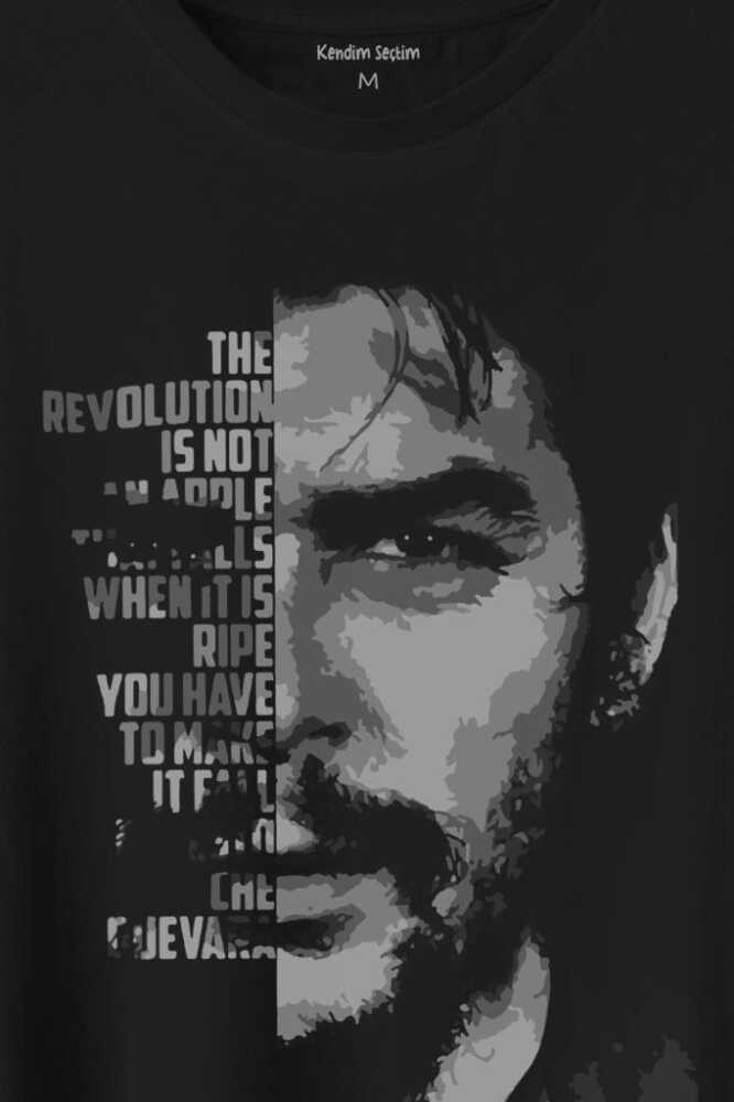 Metal Poster Ernosto Che Guevara Hafl Face Yarım Yüz Baskılı Tişört Unisex T-Shirt - 2