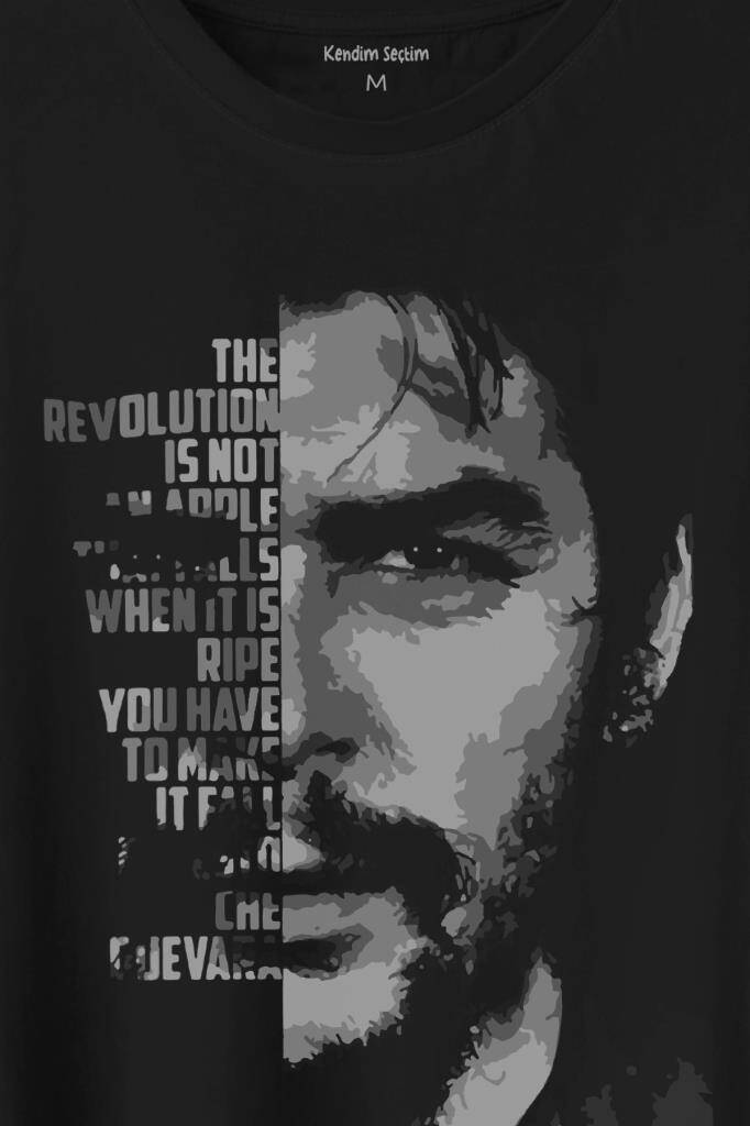 Metal Poster Ernosto Che Guevara Hafl Face Yarım Yüz Baskılı Tişört Unisex T-Shirt - 2