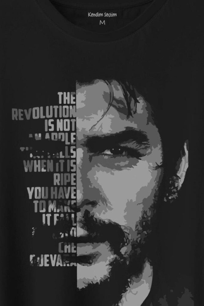 Metal Poster Ernosto Che Guevara Hafl Face Yarım Yüz Baskılı Tişört Unisex T-Shirt - 2