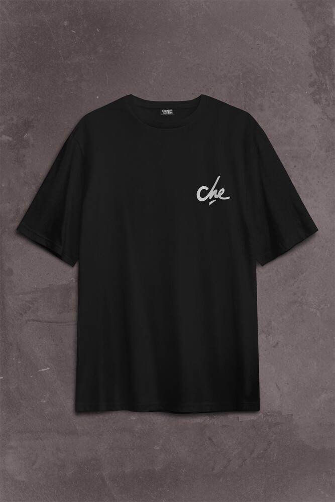 Metal Poster Ernosto Che Guevara Hafl Face Yarım Yüz Sırt Ön Baskılı Oversize Tişört Unisex T-Shirt - 2