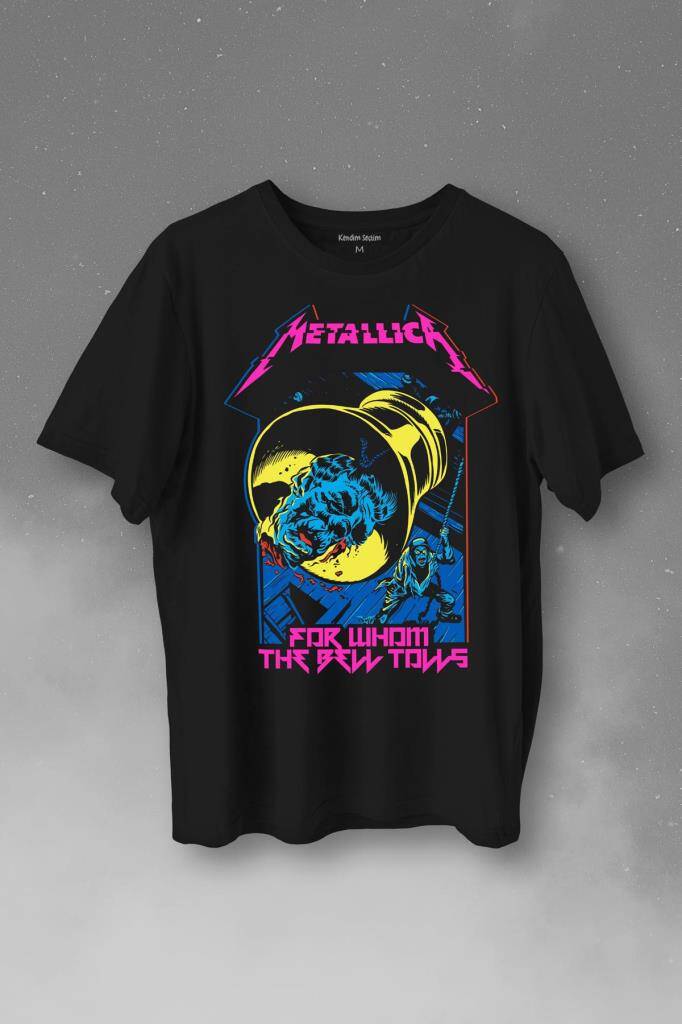Metallica For Whom The Bell Tolls New Yeni Rock Metal Müzik Baskılı Tişört Unisex T-Shirt - 1