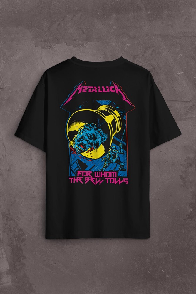 Metallica For Whom The Bell Tolls New Yeni Rock Metal Müzik Sırt Ön Baskılı Oversize Tişört Unisex T-Shirt - KENDİM SEÇTİM