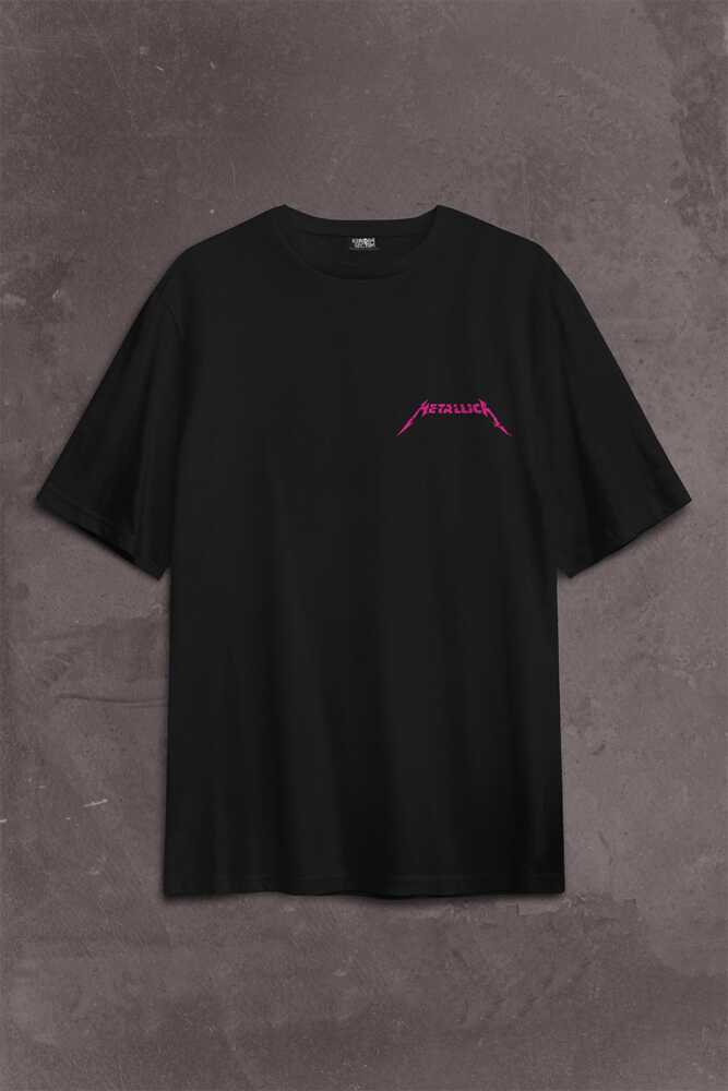 Metallica For Whom The Bell Tolls New Yeni Rock Metal Müzik Sırt Ön Baskılı Oversize Tişört Unisex T-Shirt (1)