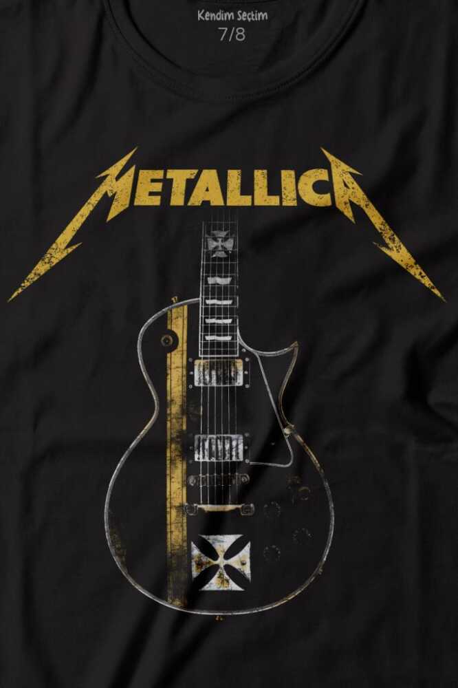 Metallica Iron Cross Gitar Baskılı Tişört Çocuk T-shirt - 2