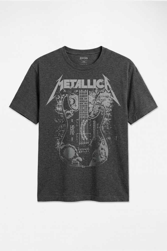 Metallica Kirk Hammett Ouija Gitar Metal Rock Müzik Unisex Regular Antrasit Melanj Tişört